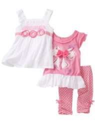 Nannette Baby Girls Infant 3 Piece Bow Legging Capri Set