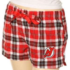  New Jersey Devils Ladies Red Plaid Lounge Shorts Sports 