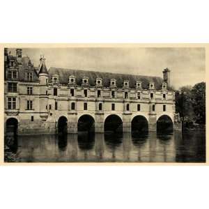1943 Chateau de Chenonceau Cher River Pont Diane Arches   Original 