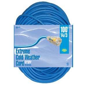   Extension Cord with Lighted Ends Cold Flex Weather Proof Blue, 100
