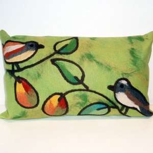    Song Birds Rectangle Indoor/Outdoor Pillow in Green