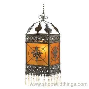   Hanging Candle Lantern PierreW/ Amber Glass Panels