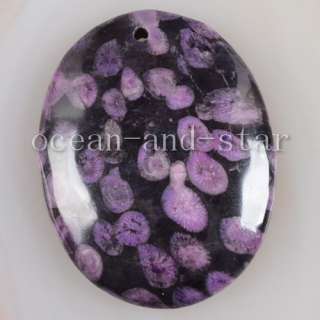 Nipomo Purple Coral Fossil Pendant Bead A25877(Free Shi  