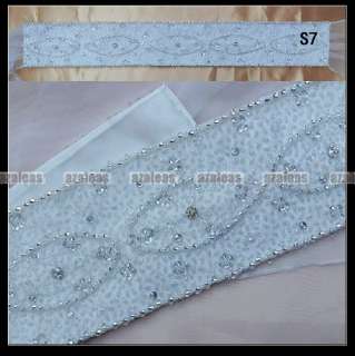 NEW Beaded Crystal Ivory/White Satin Wedding Bridal Dress Belt Sash 