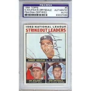  Sandy Koufax & Don Drysdale Autographed 1964 Topps Card 