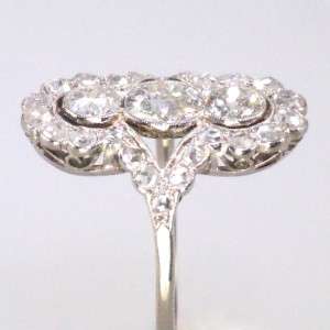 Art Deco 2ct diamond ring plat 18ct white gold old European & rose cut 