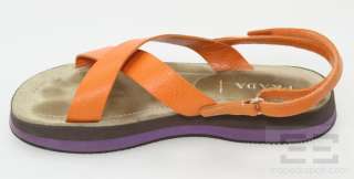 Prada Orange & Purple Strappy Flat Sandals Size 38  