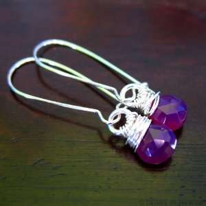  Purple Chalcedony Uwea Wahi Earrings   handmade wirewrap 