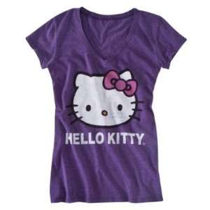 HELLO KITTY with Bow Sanrio Purple Heather T Shirt Tee  