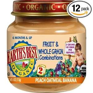   Whole Grain Combo (Peach, Oatmeal, Banana), 4 Ounce Jars (Pack of 12