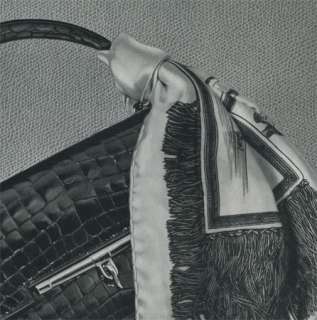   LINEN BACKED Vintage HERMES Crocodile Leather Purse Silk Scarf ad 1958