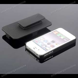 Black Swivel Holster Stand Silde Hard Case Cover Belt Clip For iphone4 