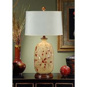   46408 Red 1 Light Table Lamps in Hand Painted Lacquer On Porcelain