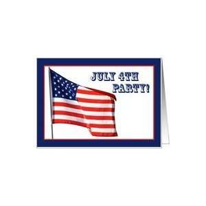 American Flag, July 4th Party Card