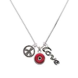  Red Evil Eye Good Luck, Peace, Love Charm Necklace 