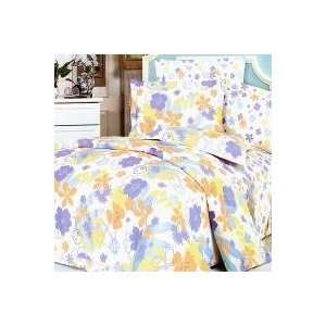  Blancho Bedding   [Purple Orange Flowers] 100% Cotton 5PC 