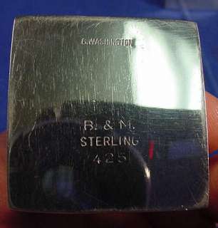   Pair R & M Sterling Square Salt & Pepper Shakers G.WASHINGTON  