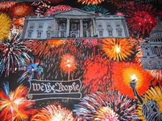 Fabric Fireworks WASHINGTON DC BLACK Obama Celebration  