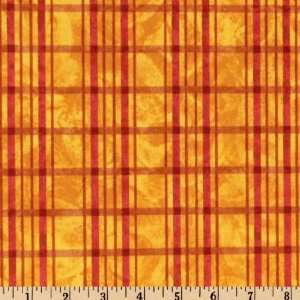  44 Wide Autumn Leaves Plaid Yellow Fabric By The Yard 