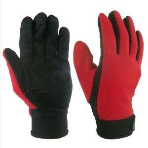  Insulated Fleece Gloves with Gripper Dots (MG40), Red SIZE 