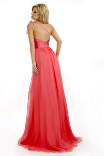 Custom Beaded One Shoulder Chiffon Prom Party Dresses Formal Evening 