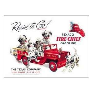    Texaco Gasoline Dalmation Fire Truck tin sign #594 