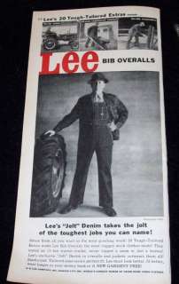1957 LEE Bib Overalls PRINT AD Jelt Denim  