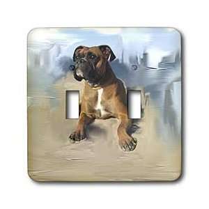  Dogs Boxer   Brindle Boxer   Light Switch Covers   double 