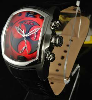 Invicta Mens Lupah Revolution Swiss Made ETA Leather Strap Red Dial 