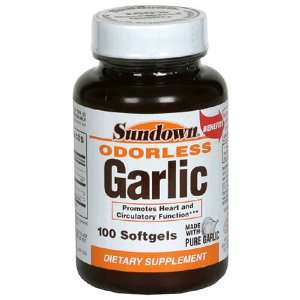  Sundown Garlic, Odorless, 100 Softgels Health & Personal 