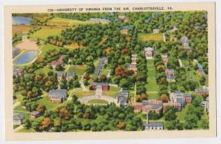 1939 CHARLOTTESVILLE VA Uva early Aerial View of Grounds postcard