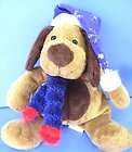  BROWN PUPPY DOG WINTER HAT & SCARF PURPLE Plush  Stuffed Animal