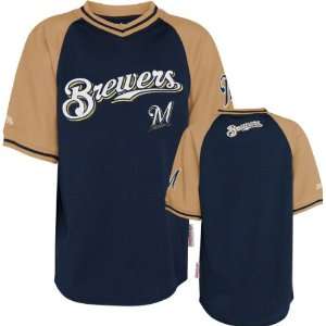  Milwaukee Brewers Youth Navy/Gold Stitches V Neck Jersey 