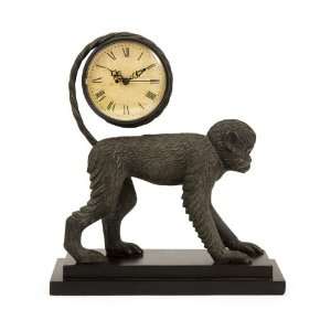    11 Rustic Brown Monkey Sculpture Analog Desk Clock