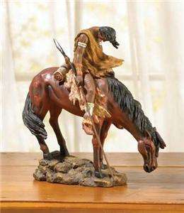   TRAIL Statue Reproduction~American Indian with Spear & Horse ~Color