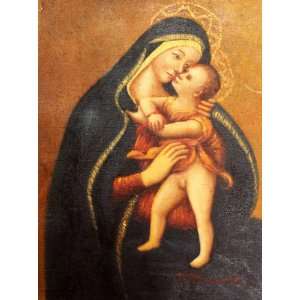   Madonna & Child Jesus Mary Oil Painting on Canvas Icon
