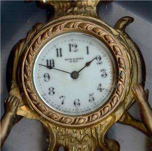 Antique New Haven Newhaven gilt metal cased bedroom / boudoir clock 
