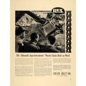 1940 Ad Chain Belt Rex Milwaukee Shovel Construction   Original Print 