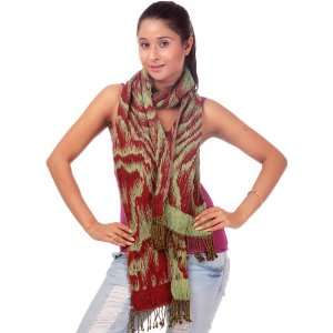    Green and Red Lycra Scarf   Viscose with Lycra 