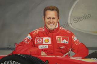 Michael Schumacher Ferrari F1   Original Racing Photo Oil Painting on 