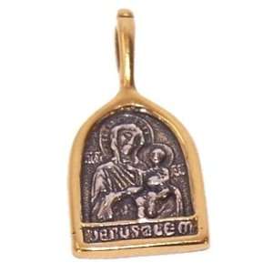 Virgin of Jerusalem medal or icon   24K Thick Gold and 925 silver (1.5 
