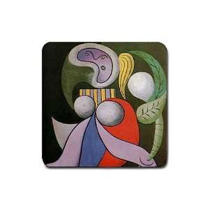  Femme a La Fleur Picasso Rubber Square Coaster (4 pack 