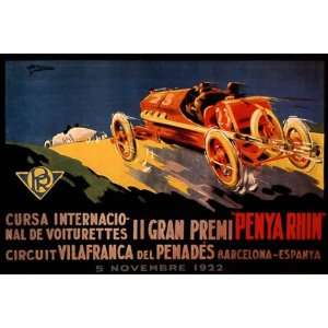  RACE AUTOMOBILE PENYA RHIN BARCELONA 1922 SPORT SPAIN SMALL VINTAGE 
