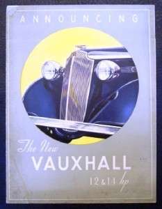 VAUXHALL 12 + 14 CAR SALES BROCHURE 1937.  