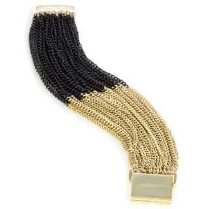 Lee Angel Safina Colorblock Black and Gold Multi Chain Bracelet