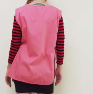 Pink Candy Striper Hospital Volunteer Uniform Side Tie Vest Smock sz L 