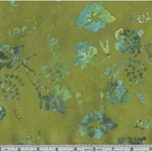  45 Wide Rayon Batik Spring Green/Aqua Fabric By The Yard 