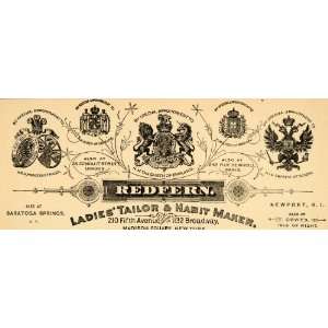  1885 Ad Redfern Lady Tailor Habit Maker Clothier Royal 