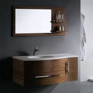 Vigo 44 inch Single Bathroom Vanity with Mirror and Shelves   Black 