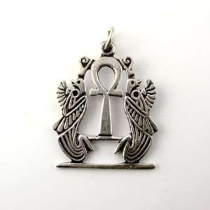   Pendant / Charm Silver Ankh Key with Horus Symbols 